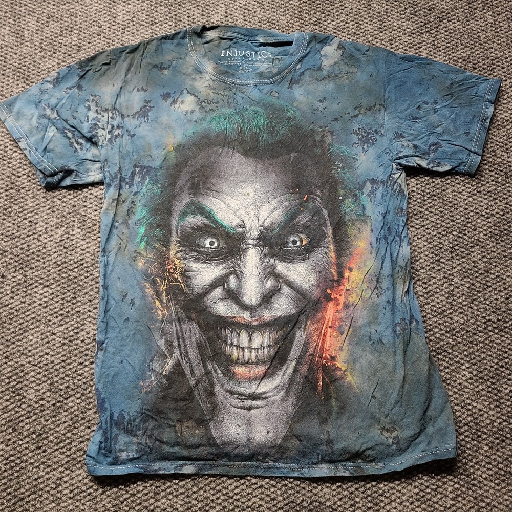 Injustice Gods Among Us The Joker T-Shirt Mens Small Blue Tie Dye DC Comics 2017